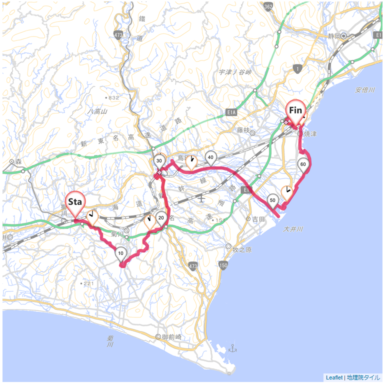 12/20 掛川から台地と大井川で焼津へ