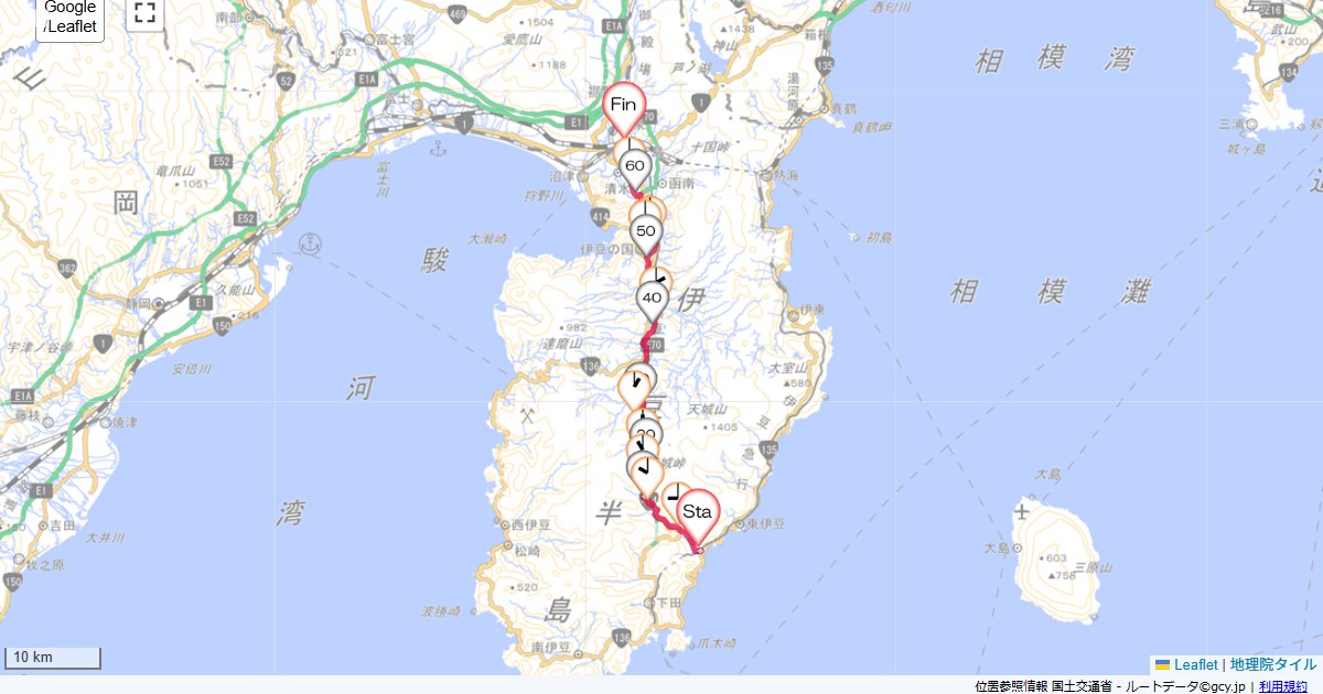 04/8/1 河津から天城峠、修善寺、三島