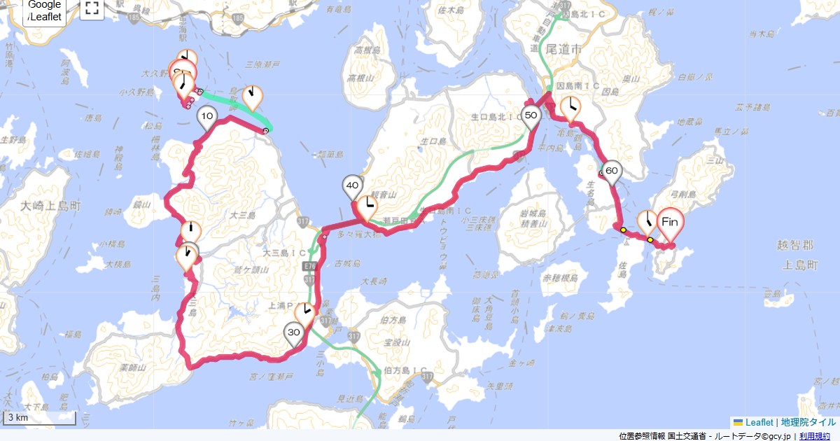 16/1/9 大久野島から弓削島