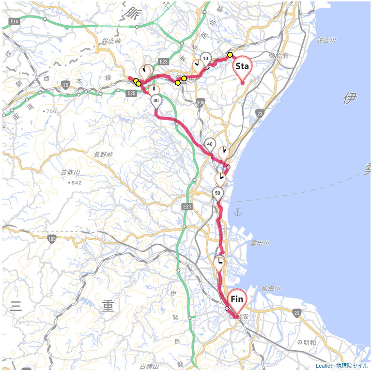 鈴鹿から松阪鈴鹿サーキットホテル,松阪駅,サイクリング,地図,記録,自転車