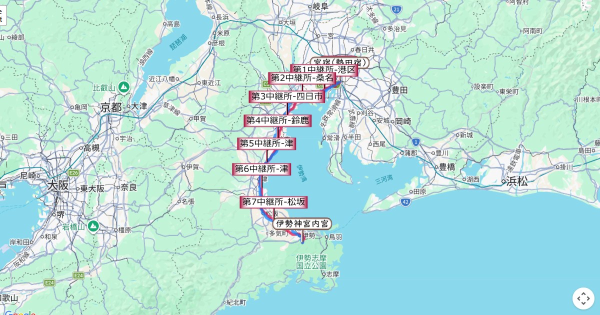 全日本大学駅伝コースと旧東海道・伊勢街道を比べてみる
