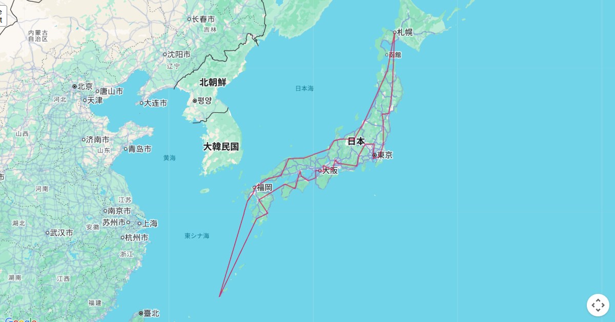遺伝的アルゴリズムで解析した都道府県庁最短ルートマップ