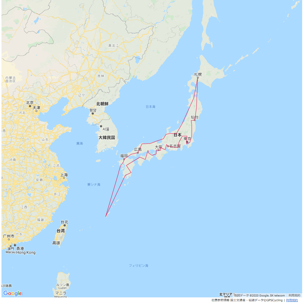 遺伝的アルゴリズムで解析した都道府県庁最短ルートマップ